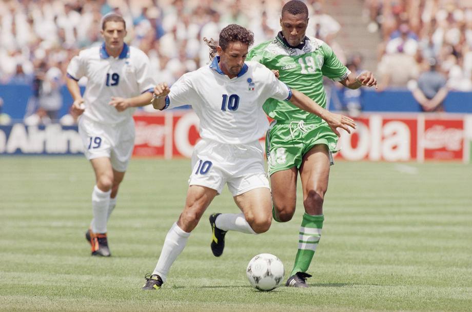 Roberto Baggio in azione nella partita contro la Nigeria a Foxboro (Ap)